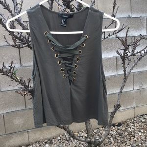 Olive green crop top